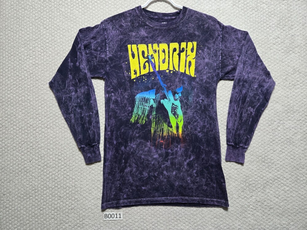 Jimi Hendrix Graphic Tie Dye / Acid Washed T-Shirt~ Men’s S ~ Purple Long Sleeve
